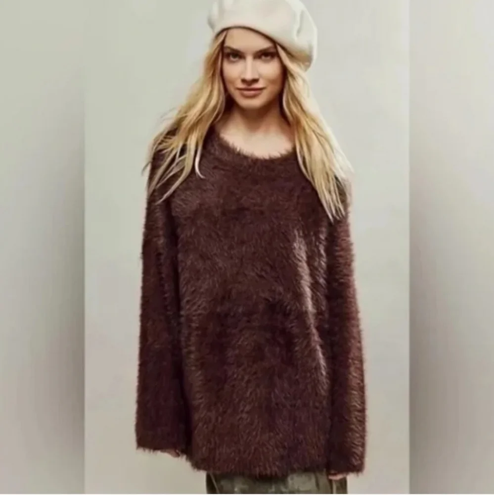 Free People Harrison Bunny Sweater In Mocha